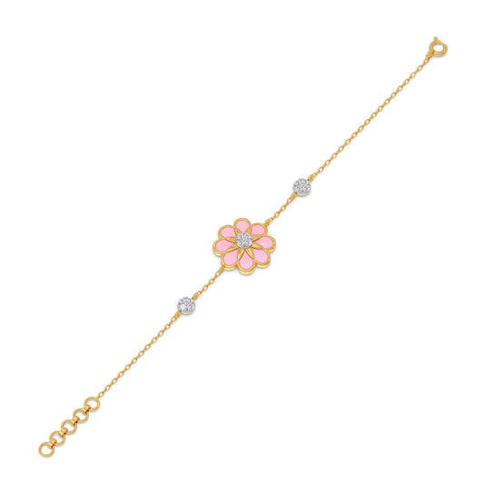 Pink Petal Bloom Diamond Kids Bracelet
