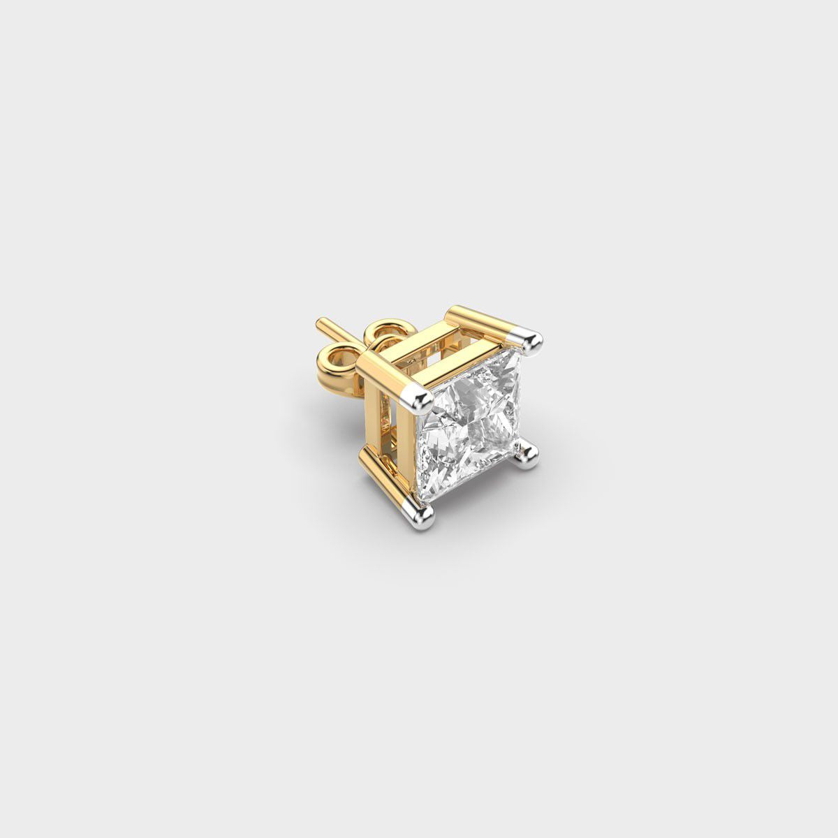 Princess Cut Diamond Prism Stud