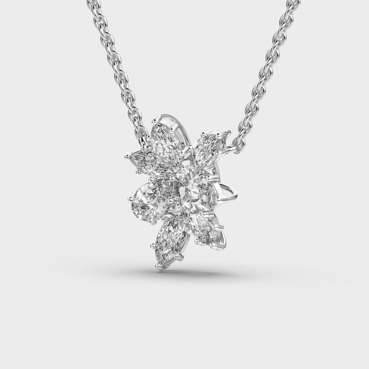Cluster Flower Marquise Diamond Necklace
