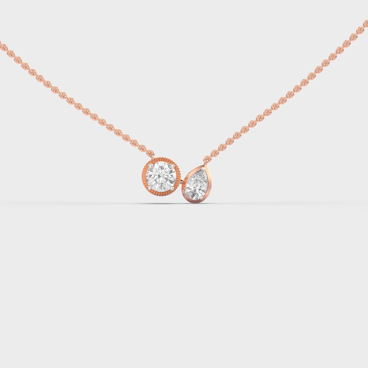 Twin Stone Bezel Diamond Necklace