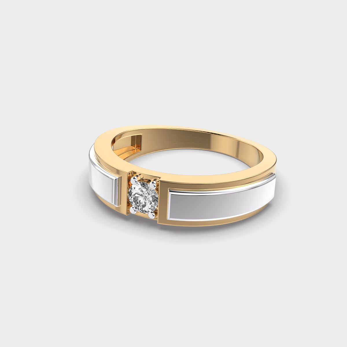 Double Tone Chunky Diamond Band - View 11