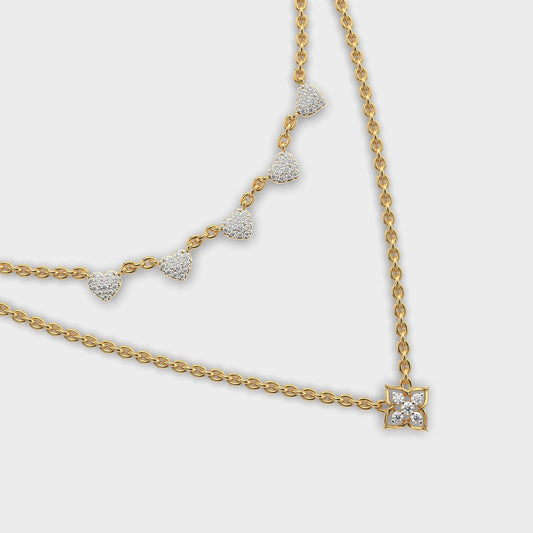 Heart Duo Layered Diamond Necklace