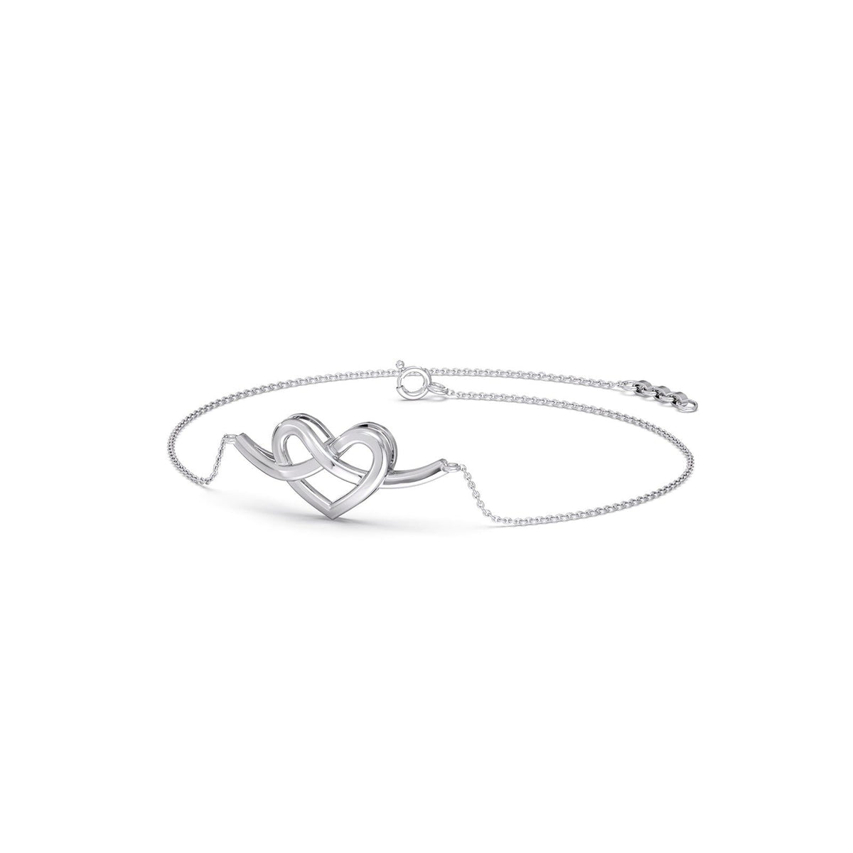 Intertwined Heart Plain Gold Chain Bracelet