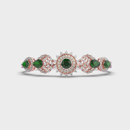 Shimmering Vrinda Green Stone Diamond Kada Bracelet