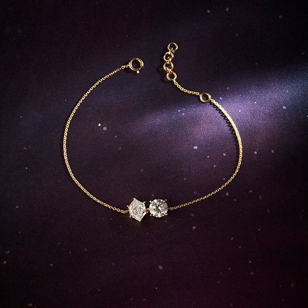 Hexa And Portuguese Diamond Chain Bracelet