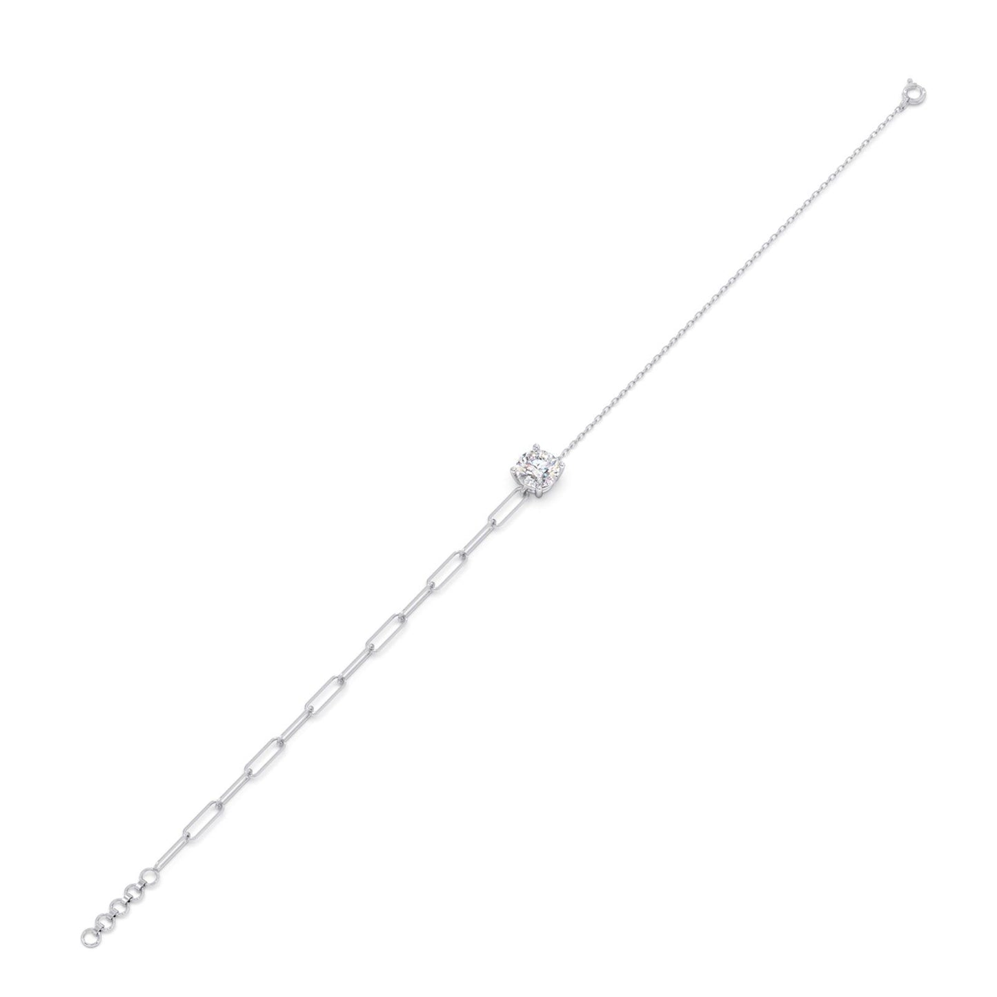 0.95 ct Round Solitaire Paperclip Chain Bracelet