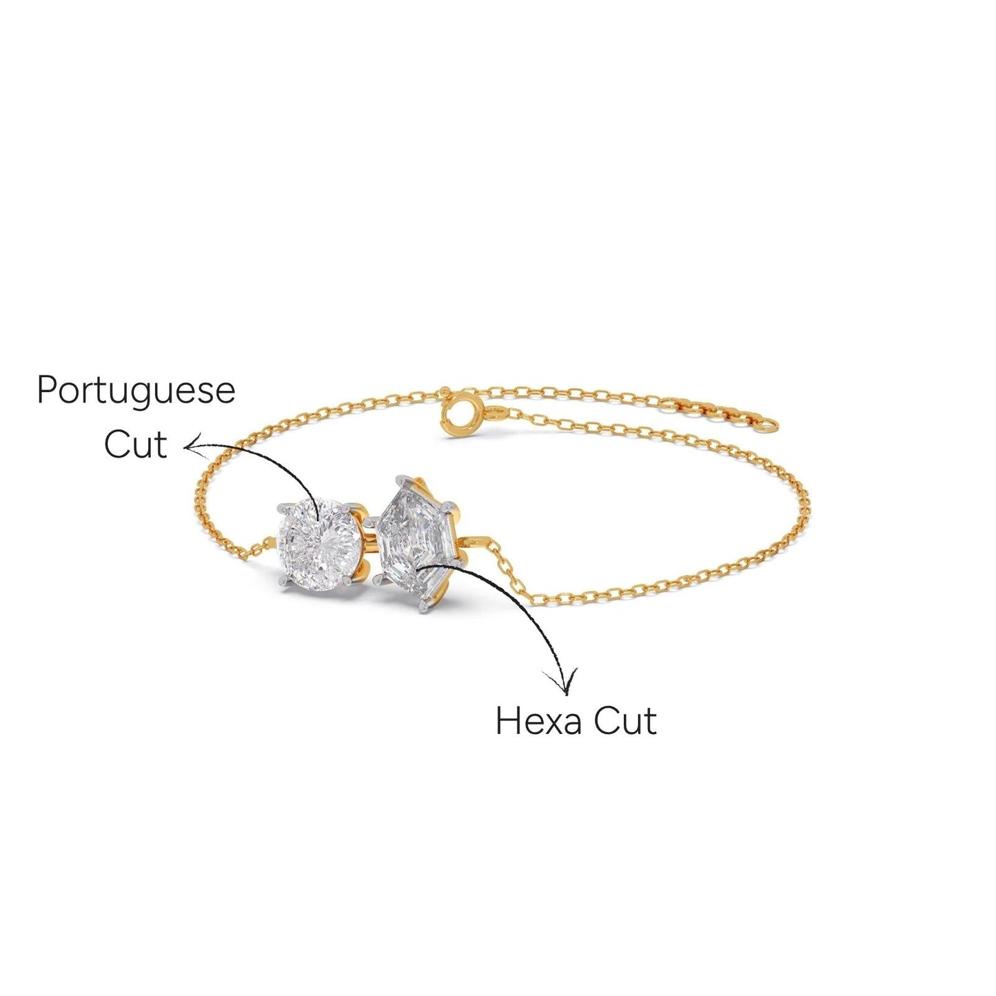 Hexa And Portuguese Diamond Chain Bracelet