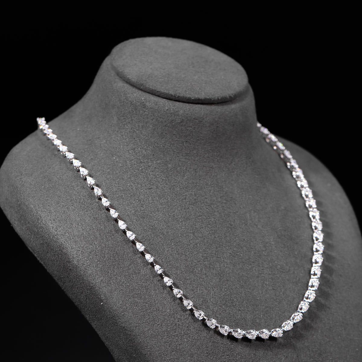 Pear Diamond Tennis Necklace