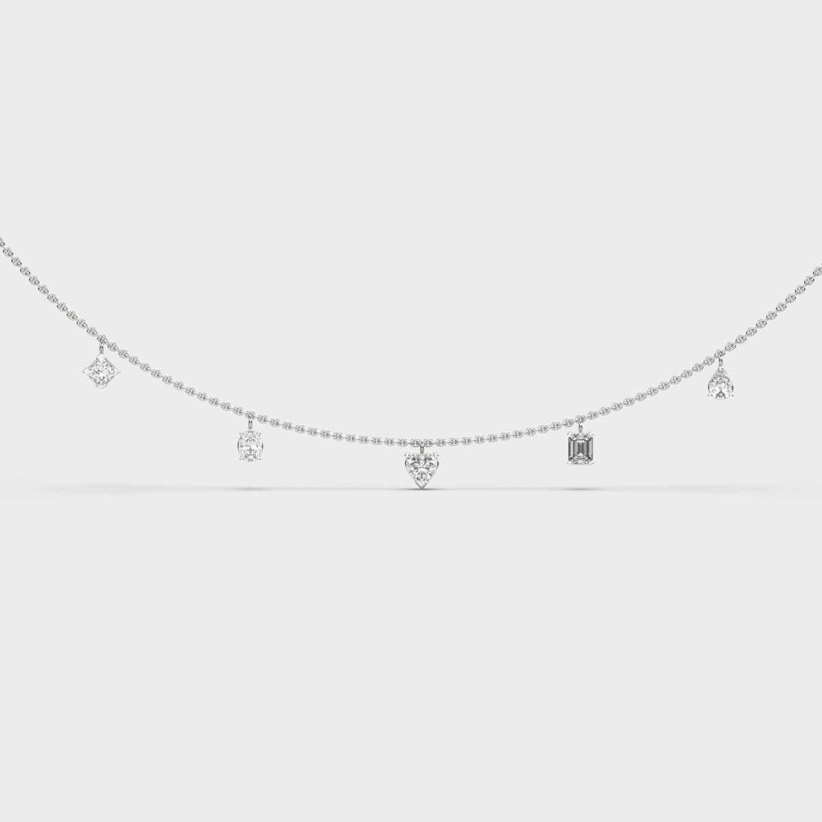 Five Shape Charm Diamond Necklace