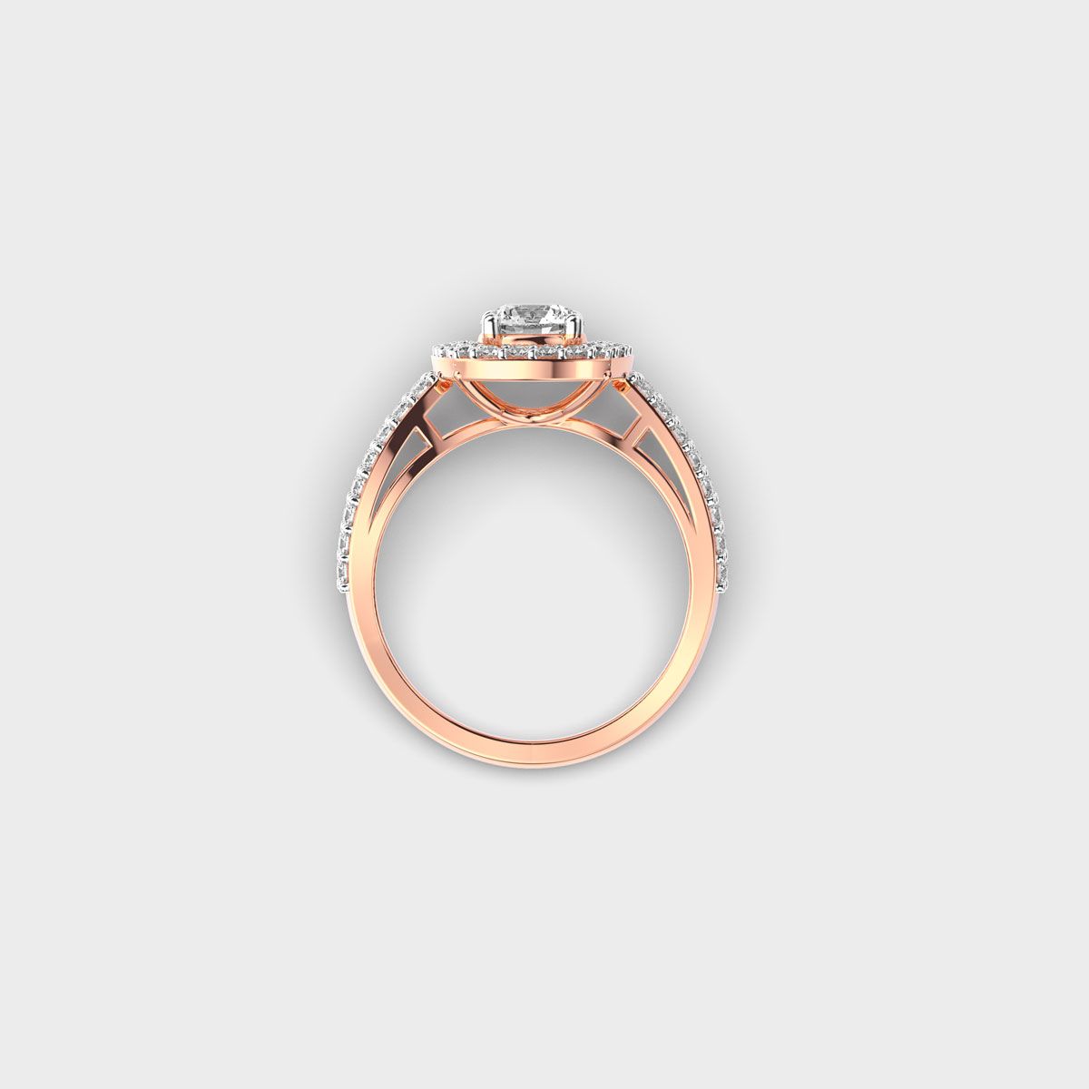 Brilliant Cut Diamond Halo Band Ring - View 10
