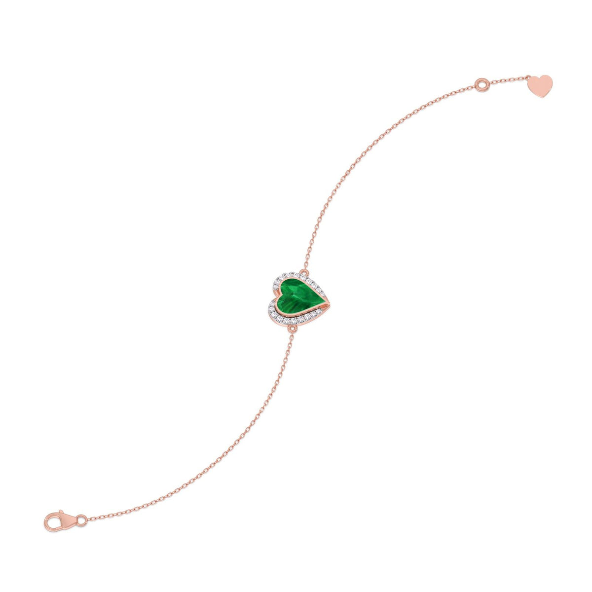 Malachite Heart Diamond Chain Bracelet