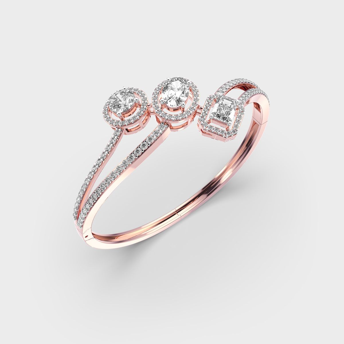 Three Pretty Curve Diamond Bracelet