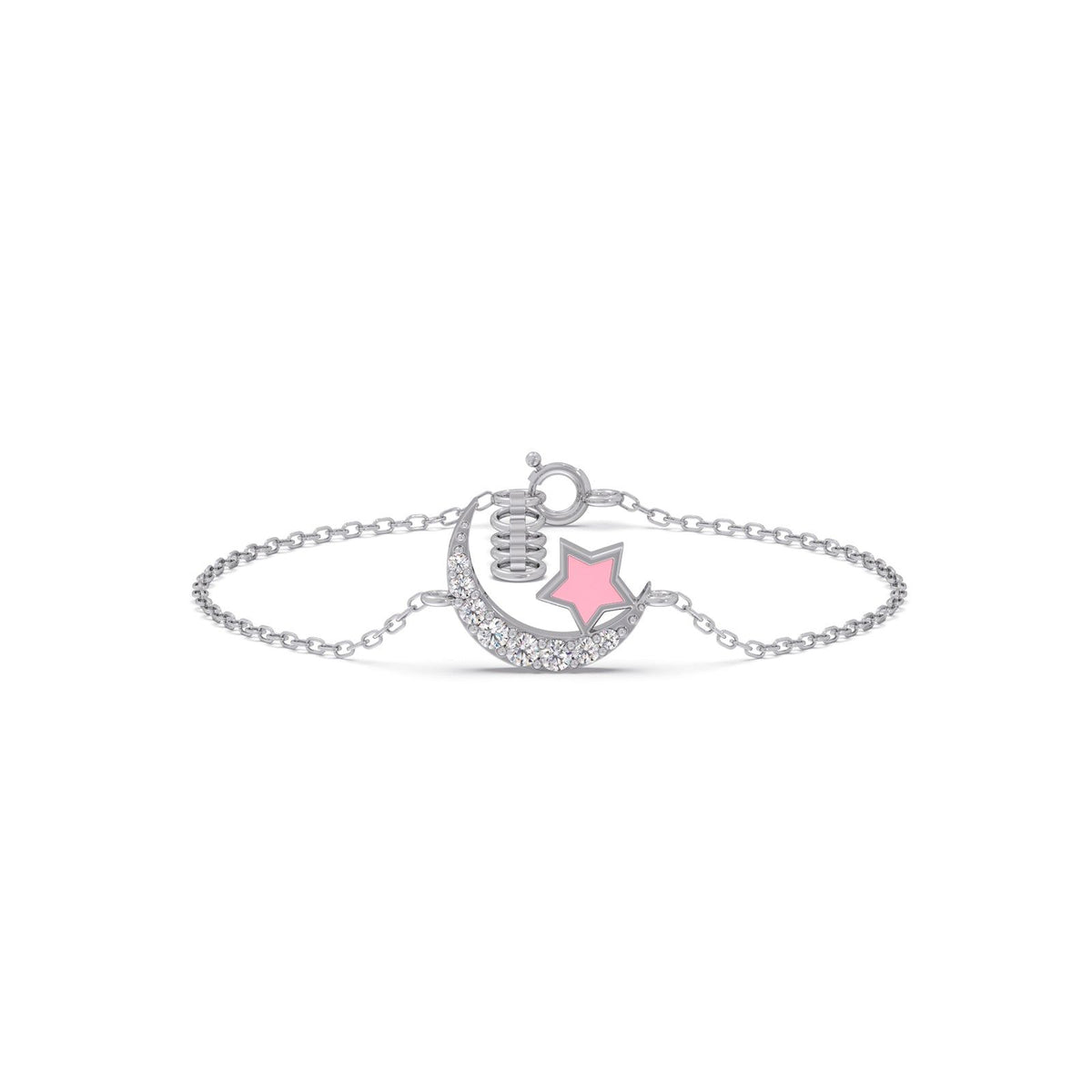 Pink Stardust Moon Diamond Kids Bracelet