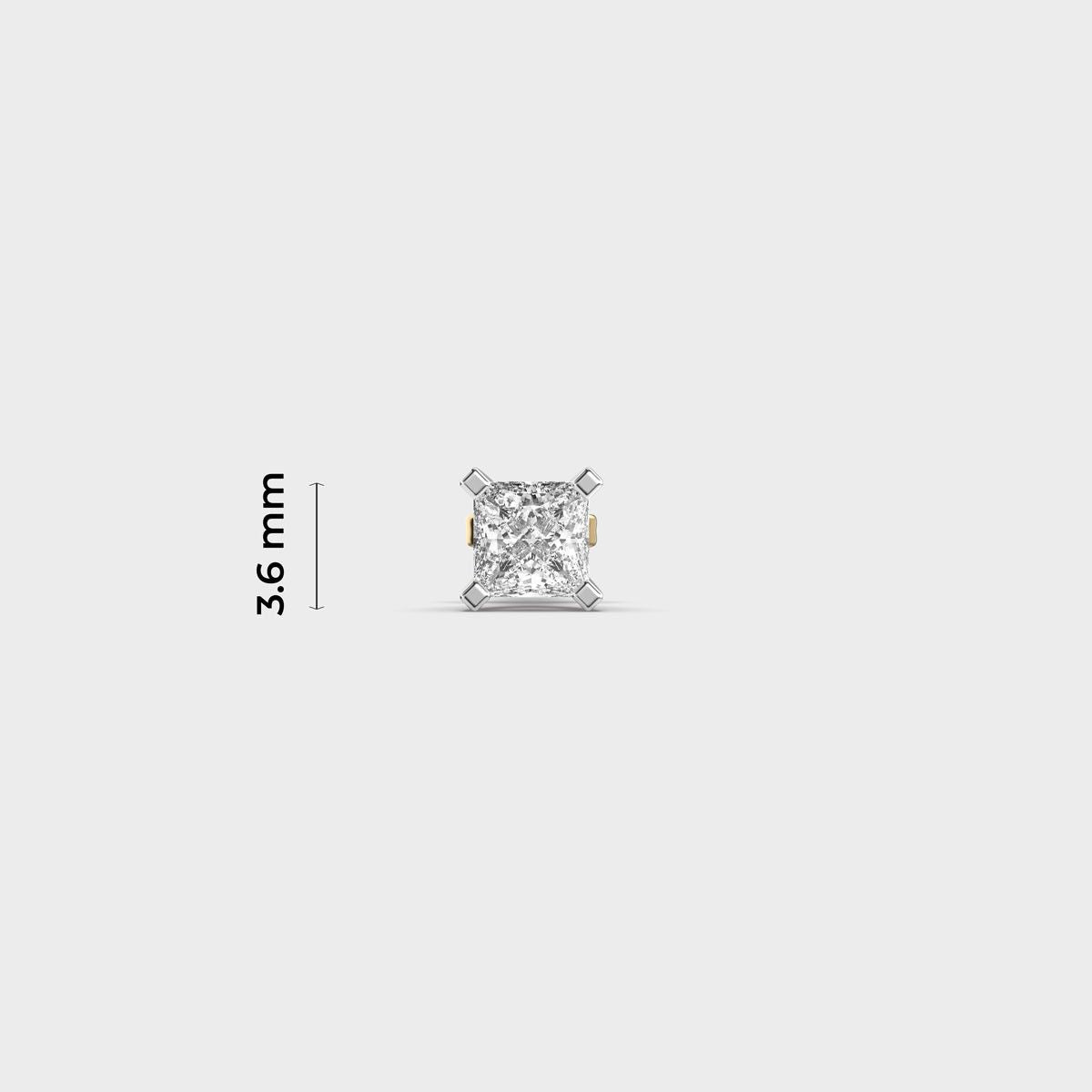 Nova Princess Cut Diamond Stud For Men