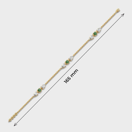 Minimal Green Stone Adele Diamond Bracelet