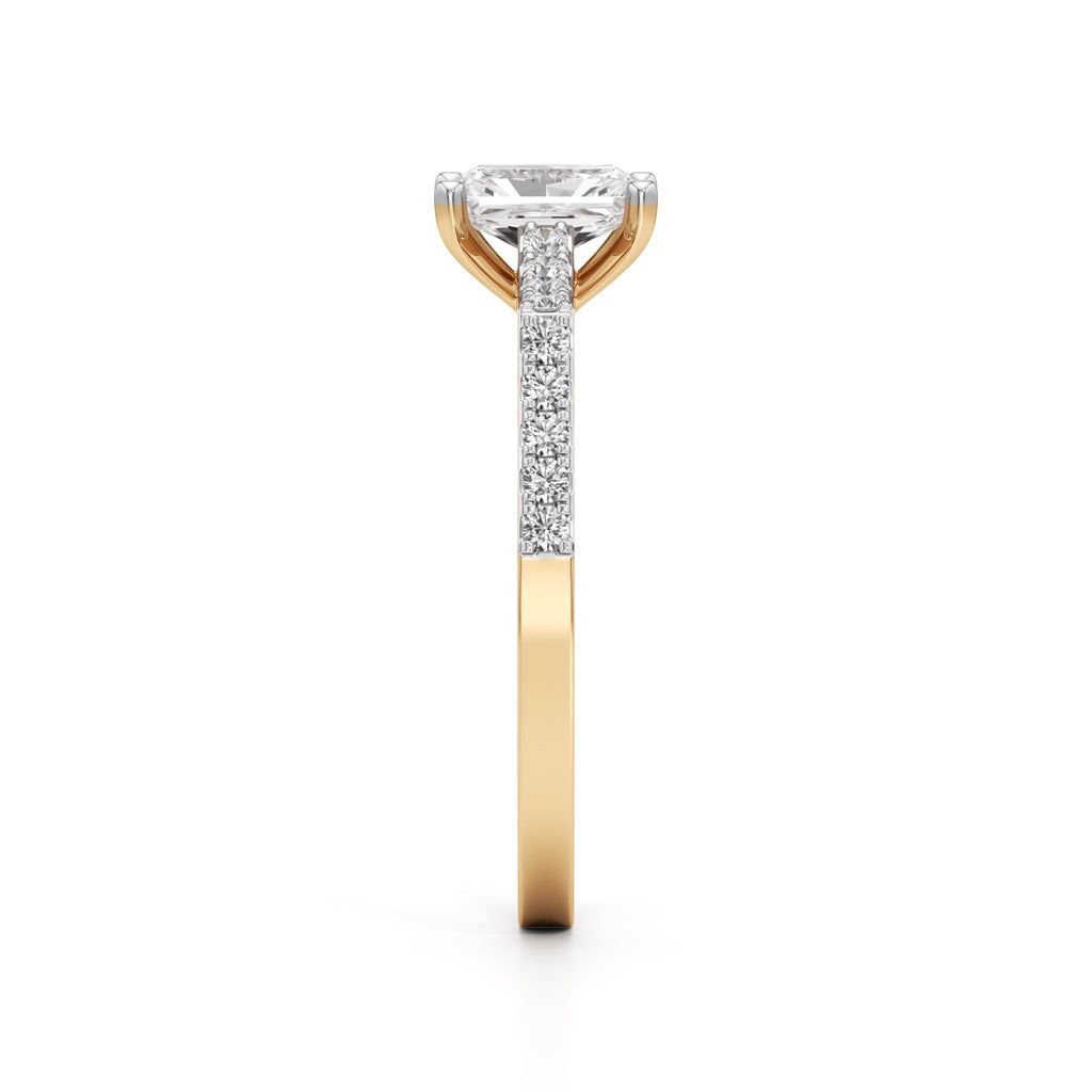 Radiant Cut Solitaire Pave Ring