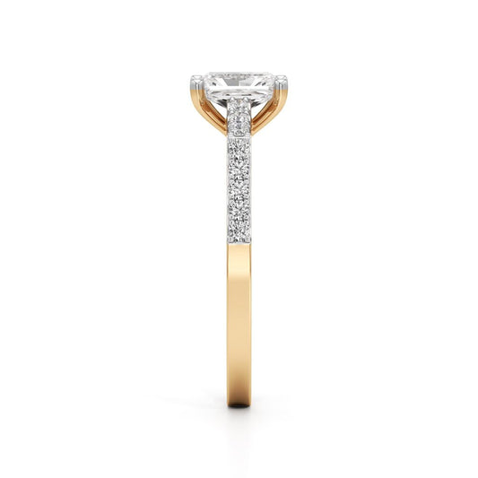 Radiant Cut Solitaire Pave Ring