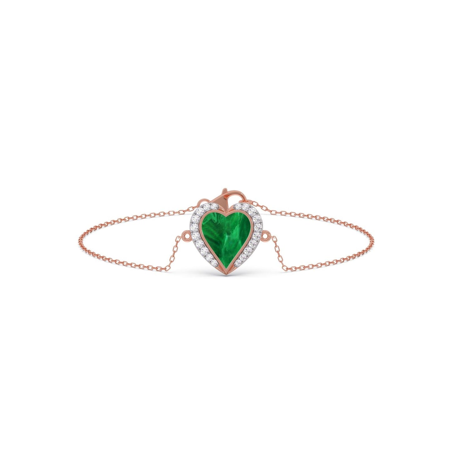 Malachite Heart Diamond Chain Bracelet