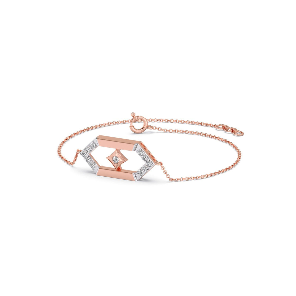 Flutter Diamond Hex Link Chain Bracelet