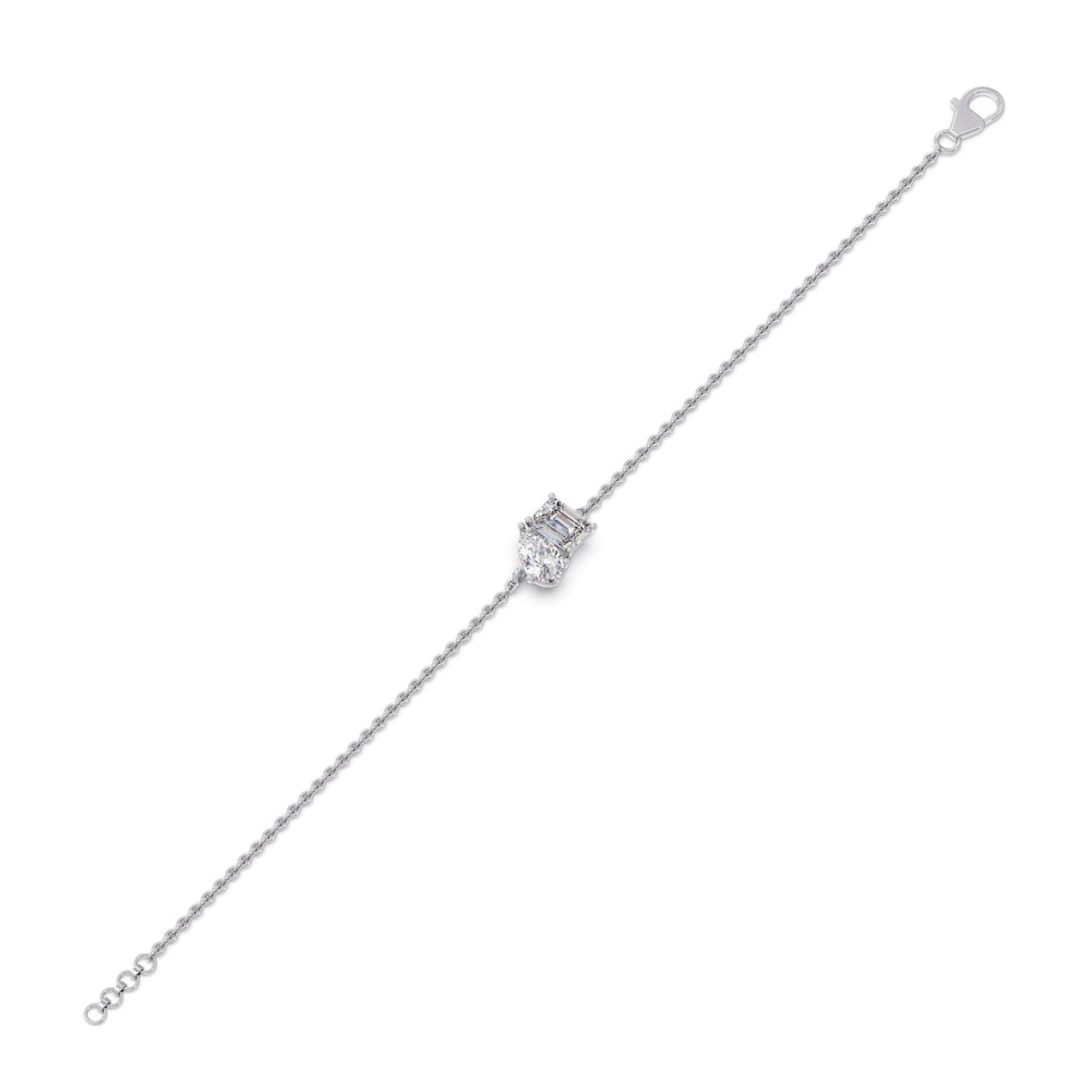 Pear & Emerald Cut Diamond Delicate Chain Bracelet