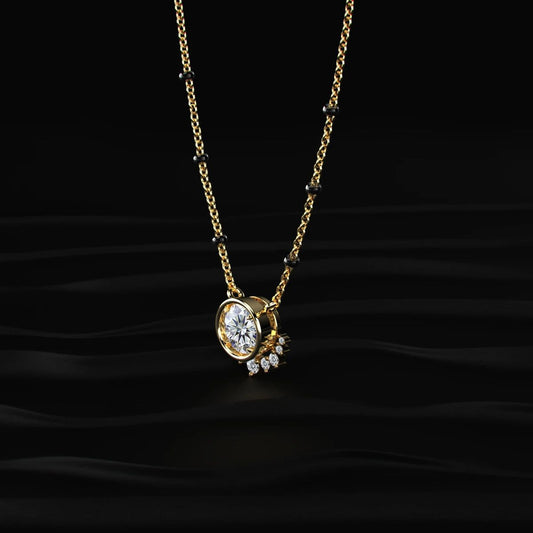 Round Shape Diamond Half Halo Mangalsutra
