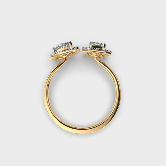 Toi Et Moi Halo Diamond Ring - View 4