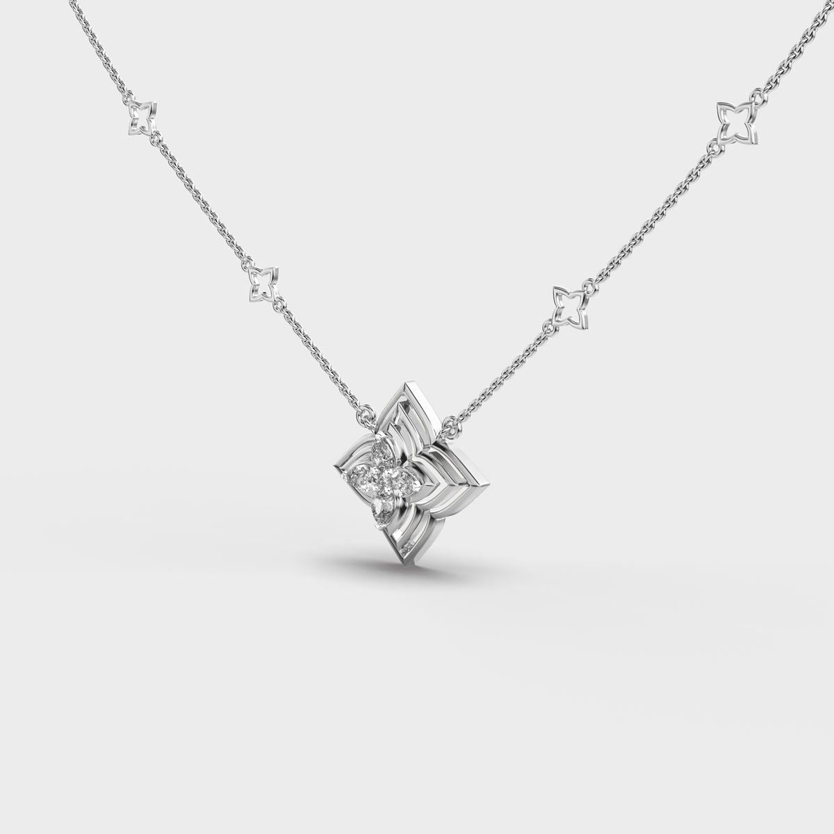Dainty Flower Mesh Star Diamond Necklace