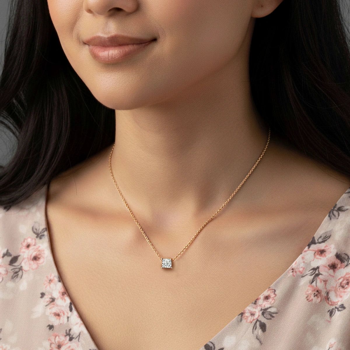 Princess-Cut Solitaire Necklace