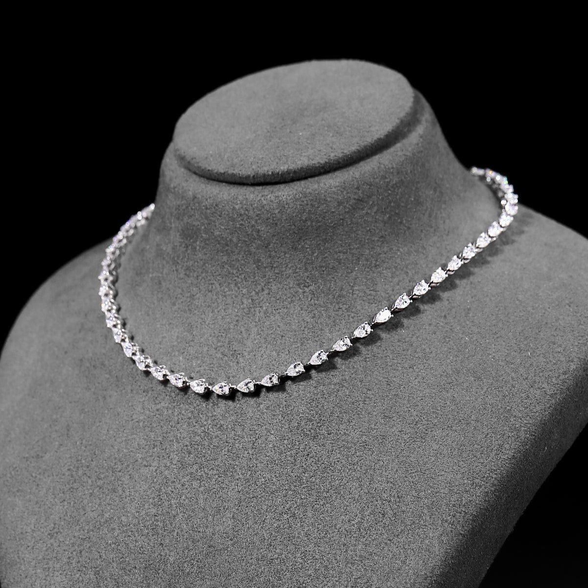 Pear Diamond Tennis Necklace