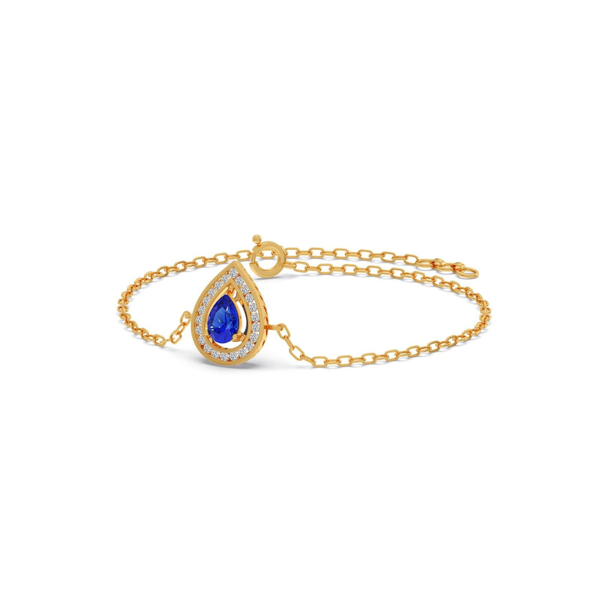 Blue Teardrop Halo Diamond Bracelet