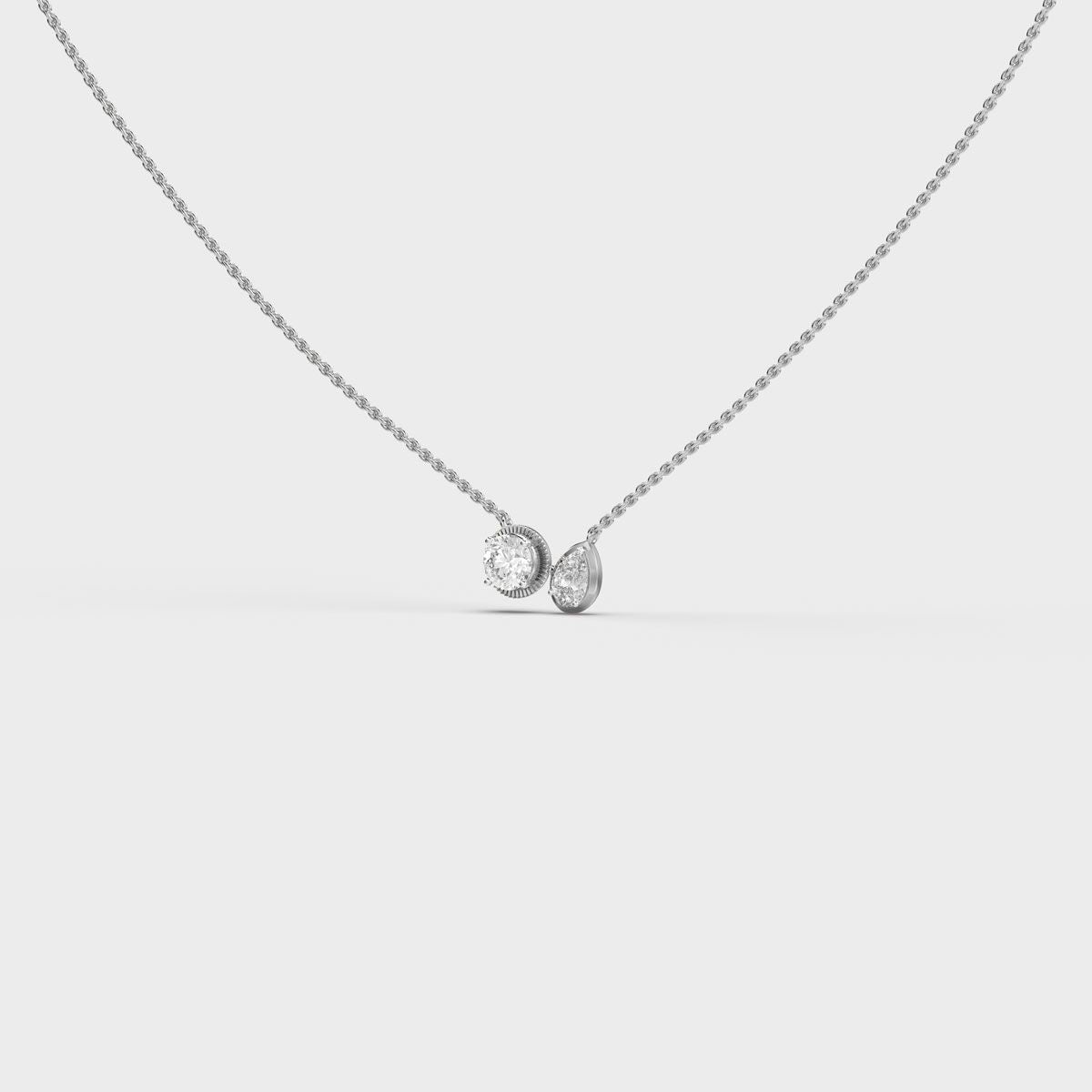 Twin Stone Bezel Diamond Necklace