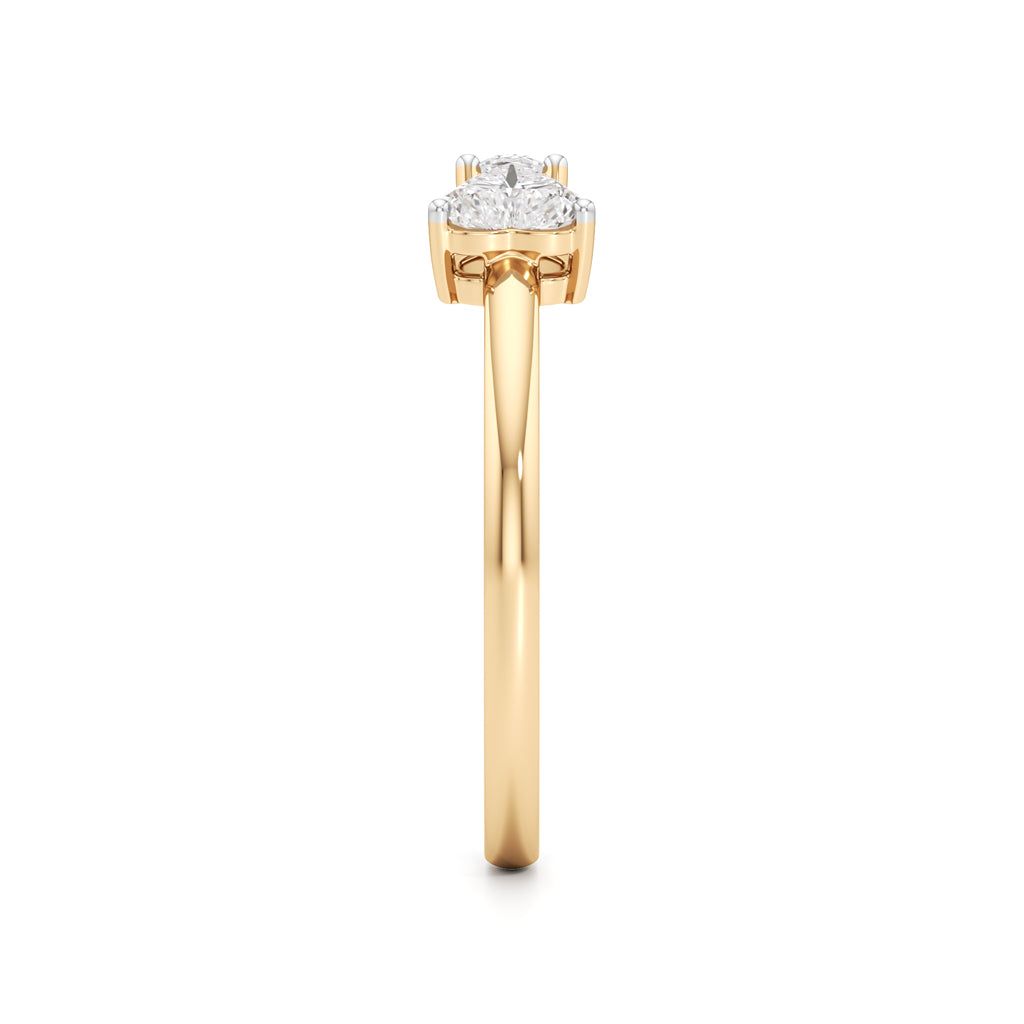 Heart and Pear Diamond Open Ring