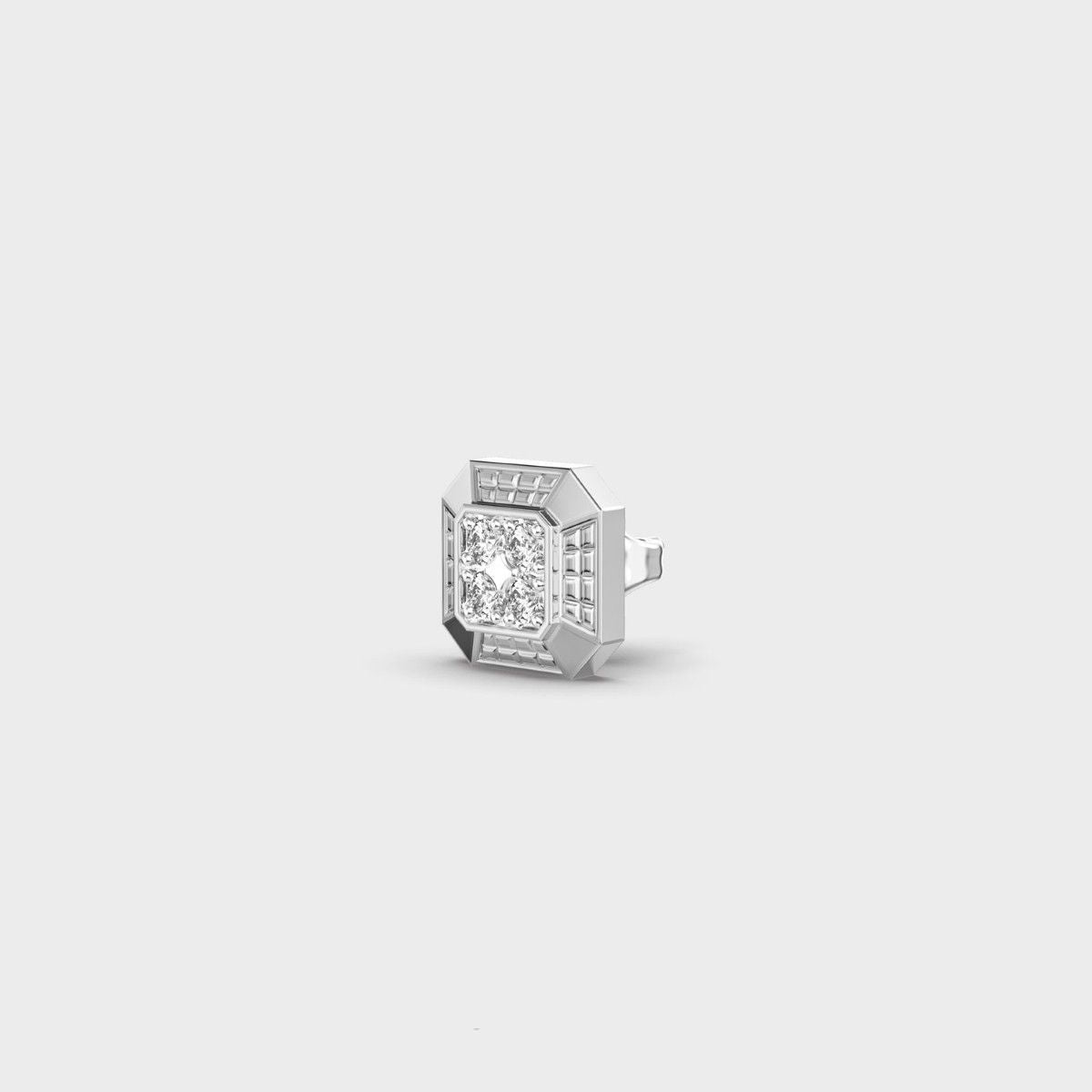 Radiant Octagonal Clustered Diamond Stud For Men