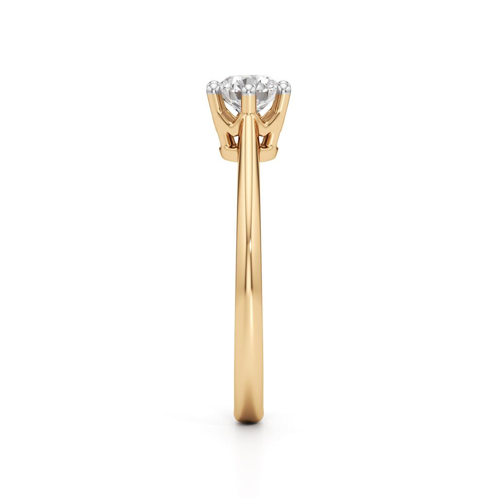Crystellea 0.50Ct Six Prong Round Cut Solitaire Ring