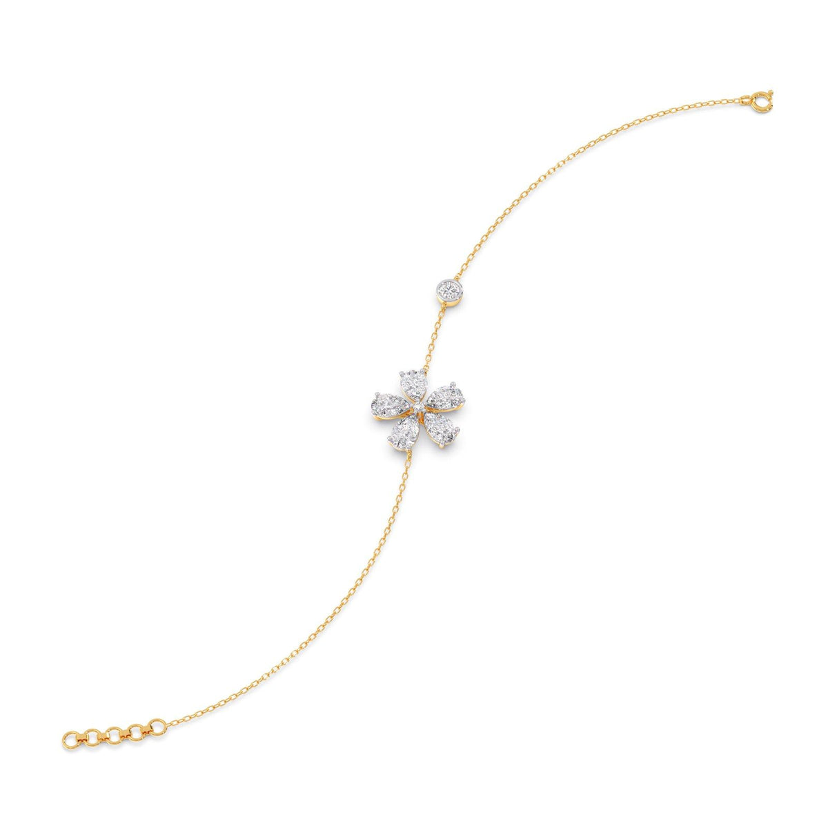 Delicate Floral Round Diamond Bracelet