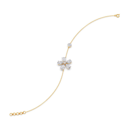 Delicate Floral Round Diamond Bracelet