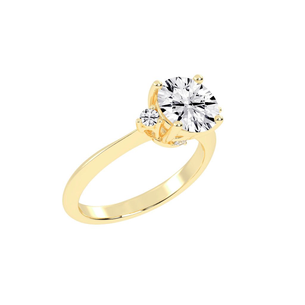 Solendria Two Head Round Cut Lab Diamond Ring