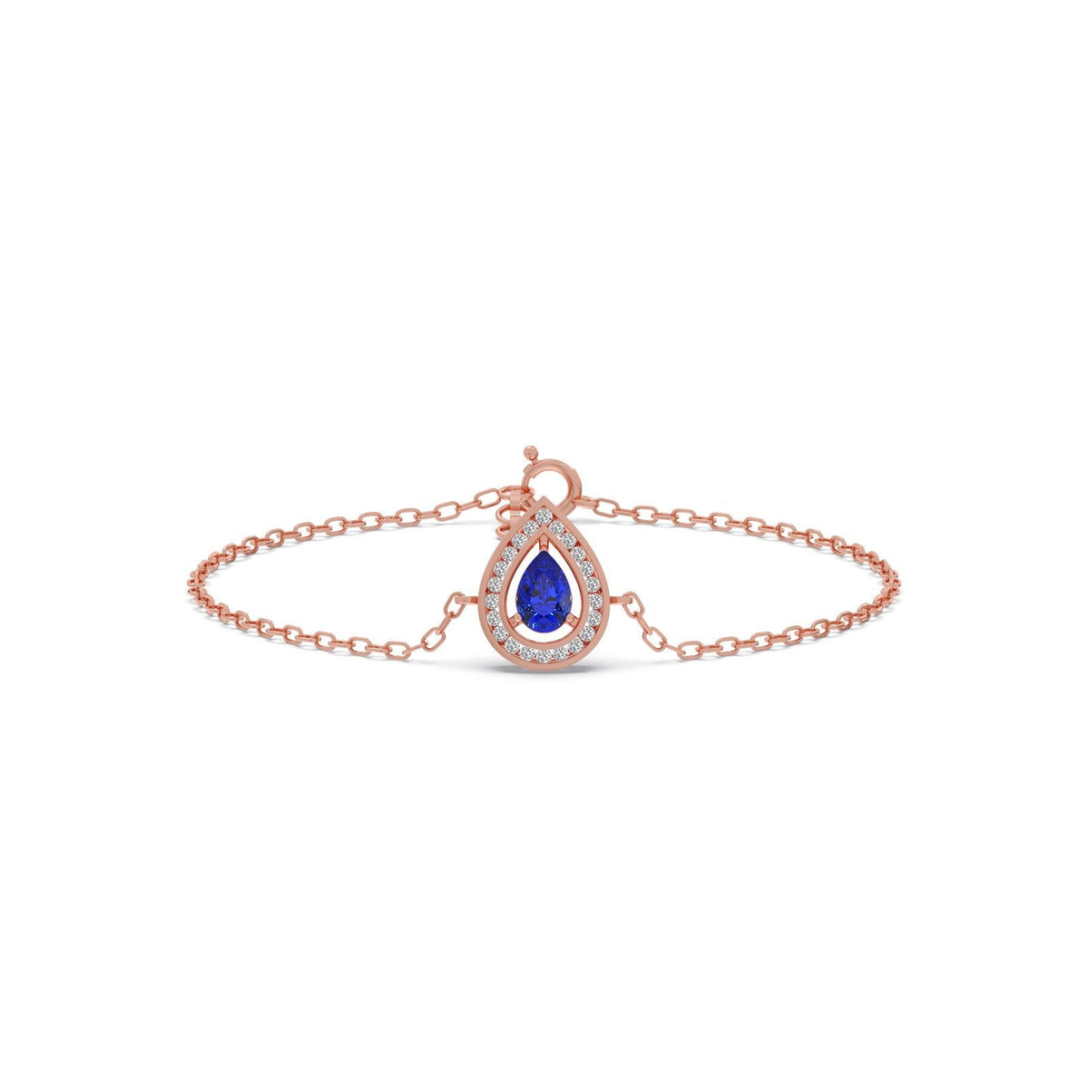 Blue Teardrop Halo Diamond Bracelet