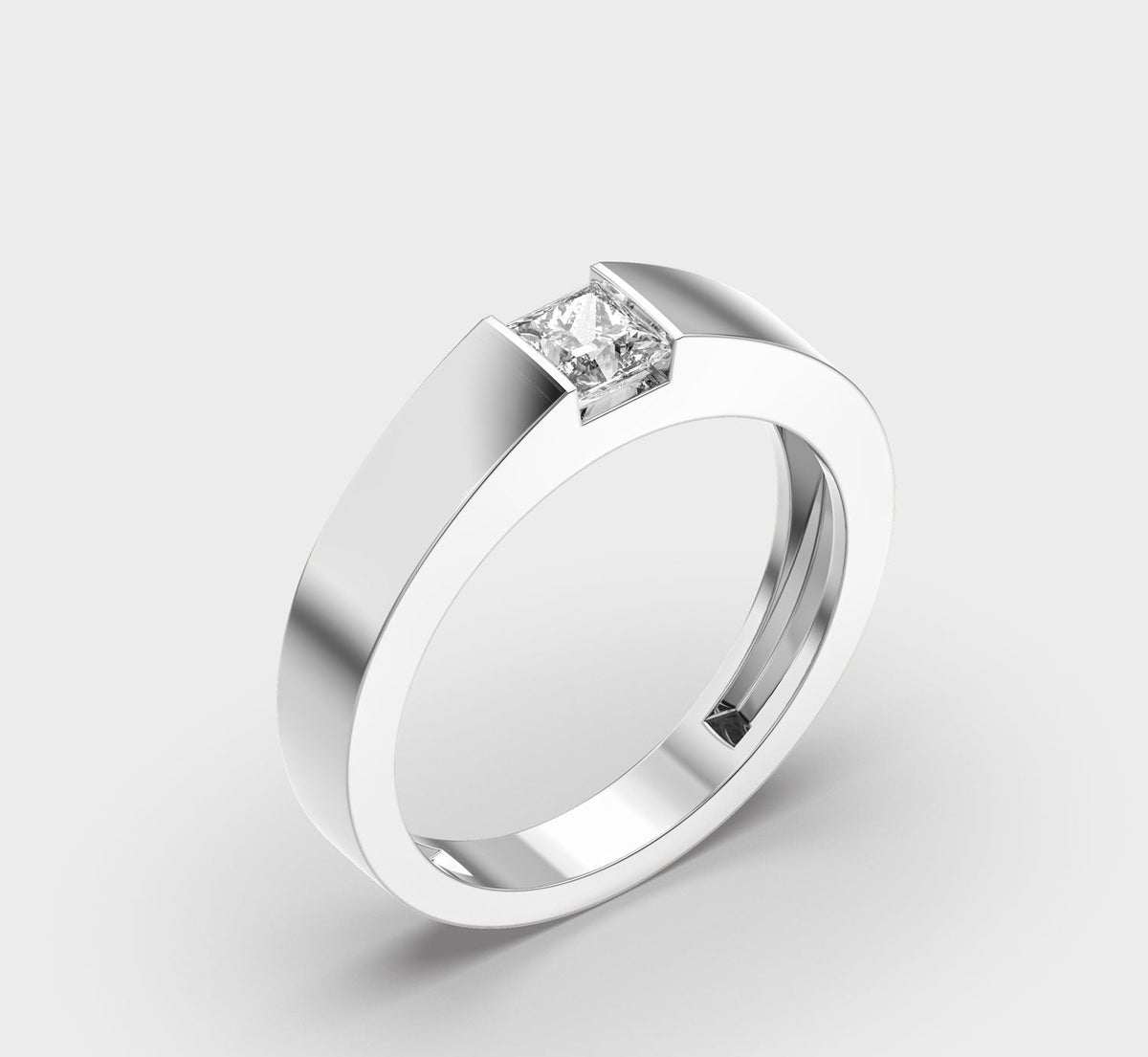Embellished Princess Cut Diamond Band Ring - View 8