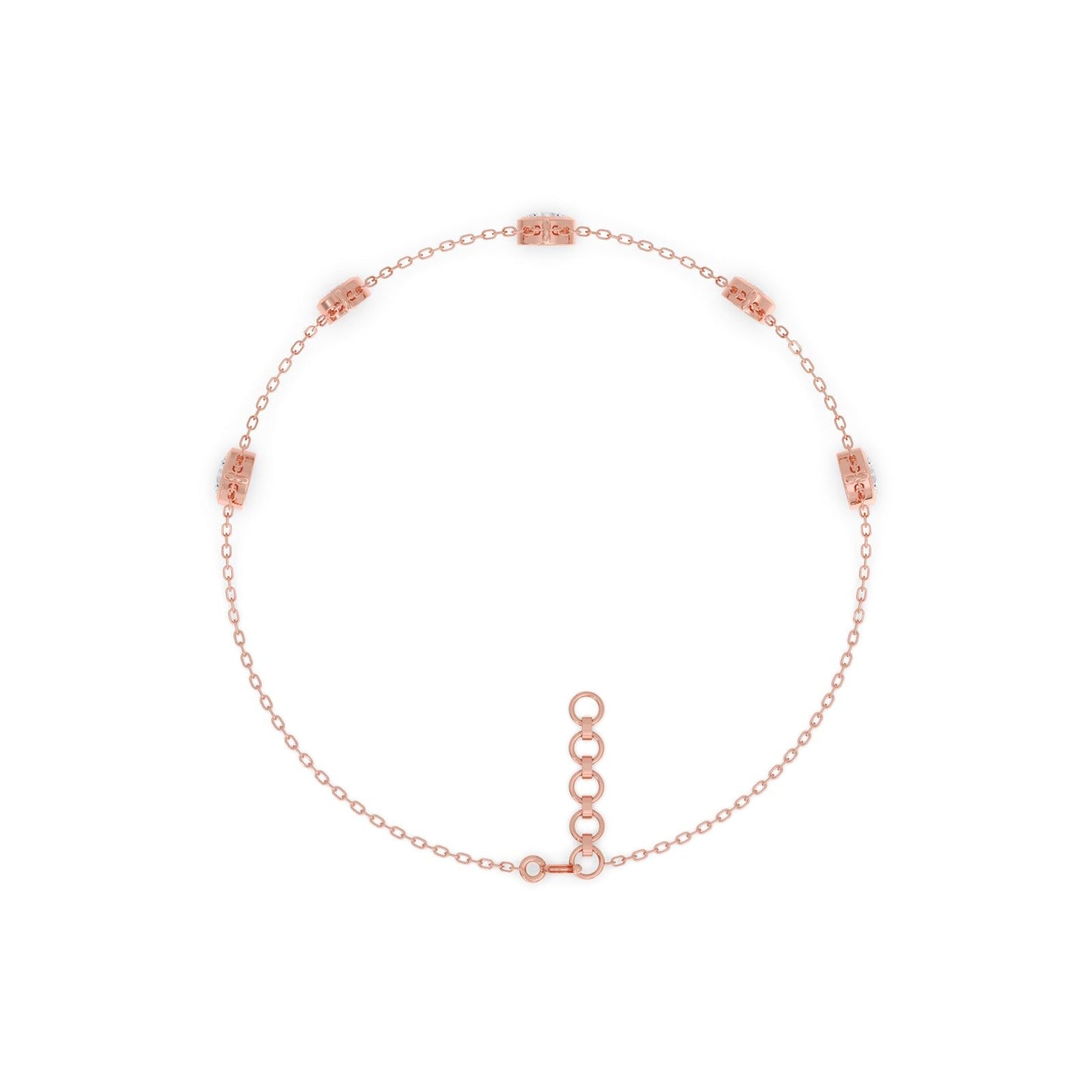 Oval Gem Round Diamond Chain Bracelet