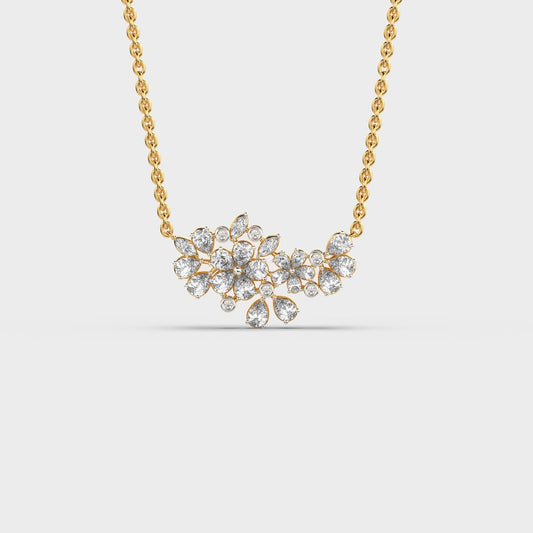 Wild Bloom Diamond Cluster Necklace (With Chain)