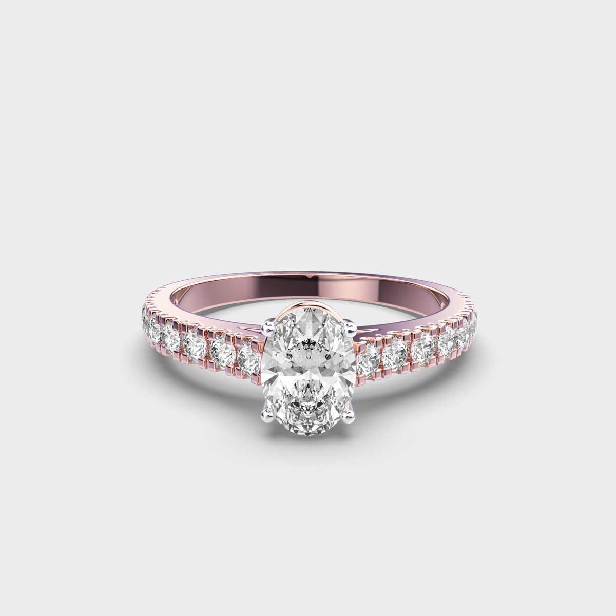 40 Cent Oval Solitaire with Diamond Band Ring - View 85