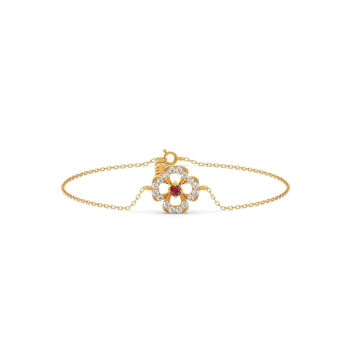 Red Gemstone Diamond Chain Bracelet