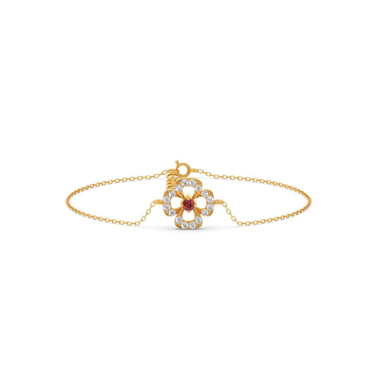 Red Gemstone Diamond Chain Bracelet