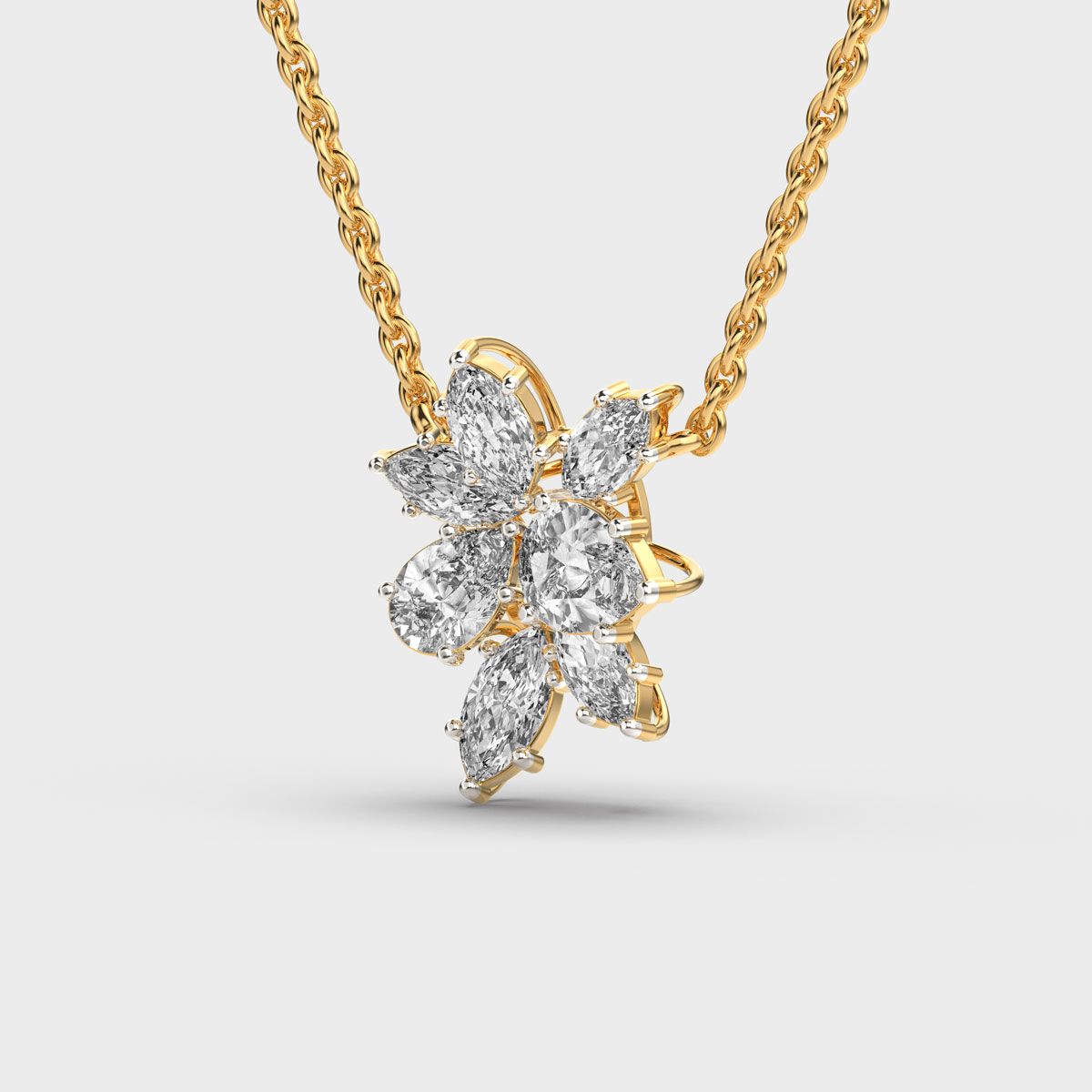 Cluster Flower Marquise Diamond Necklace