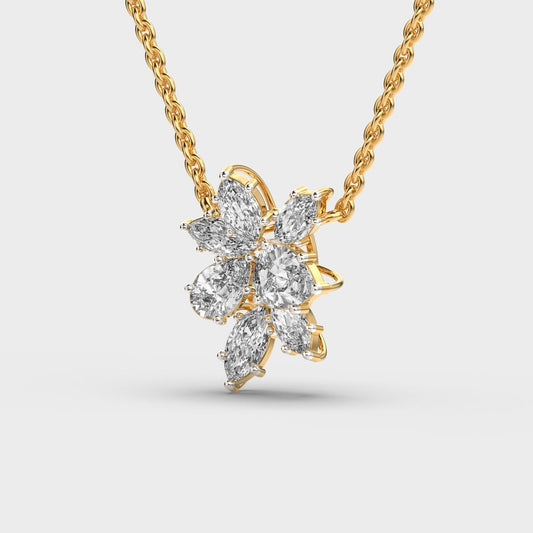 Cluster Flower Marquise Diamond Necklace