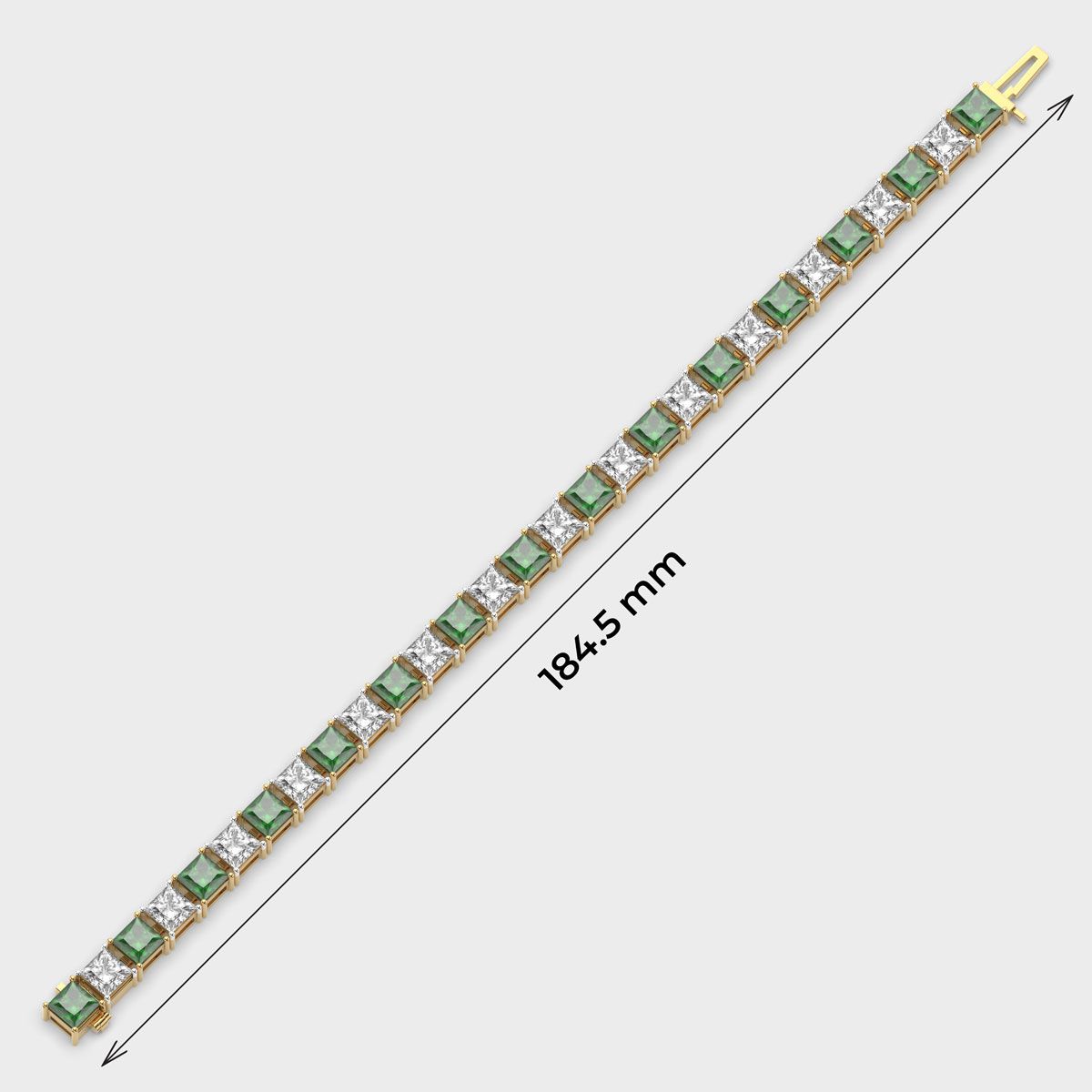 Chunky Princess Cut Diamond and Green Stone Bracelet