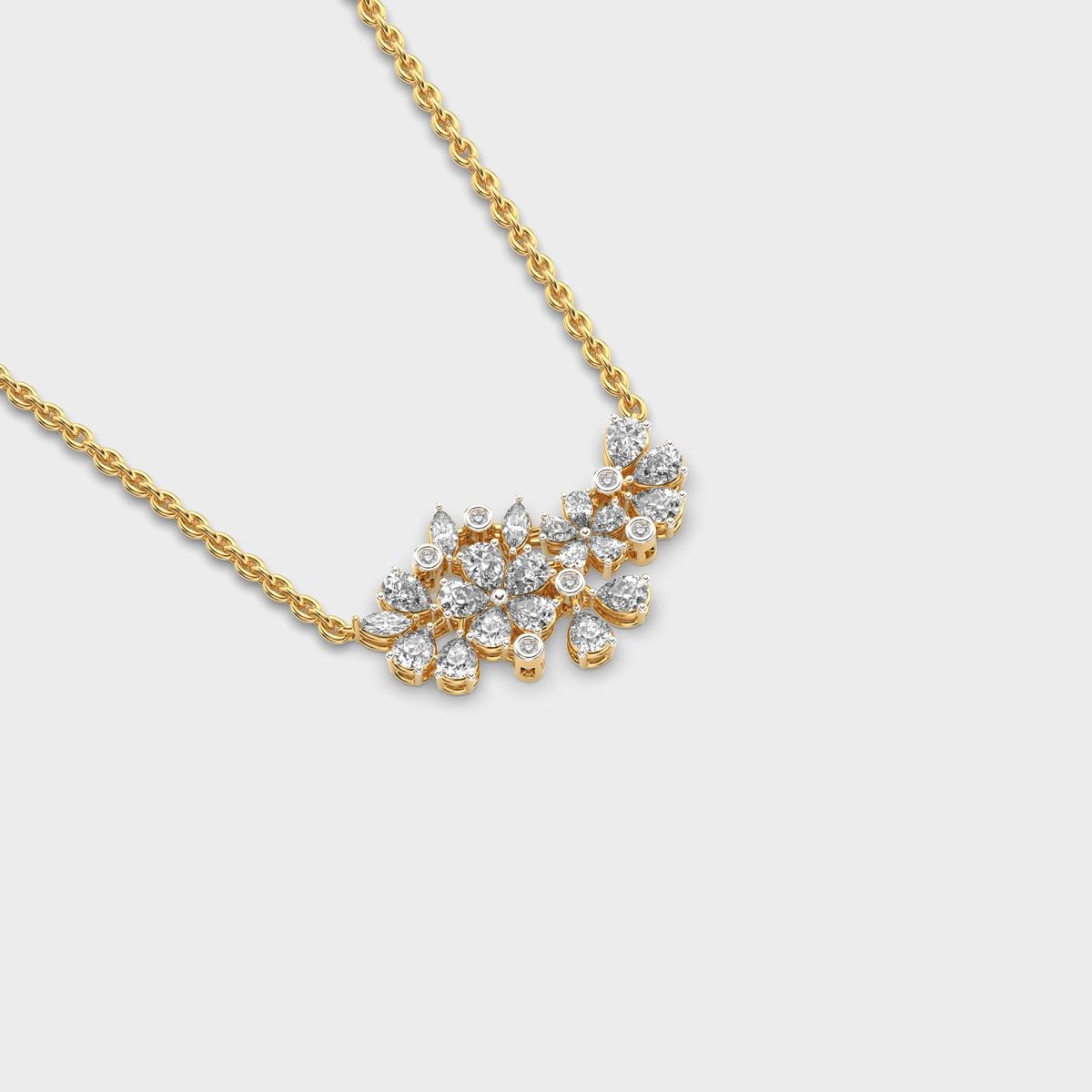Wild Bloom Diamond Cluster Necklace (With Chain)