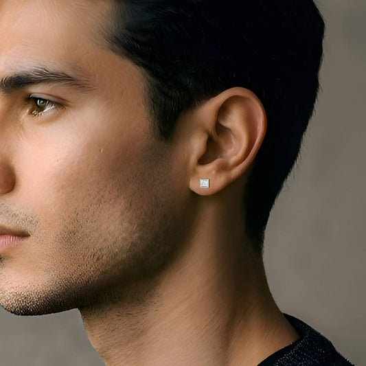 Cornerstone Square Diamond Stud for Men