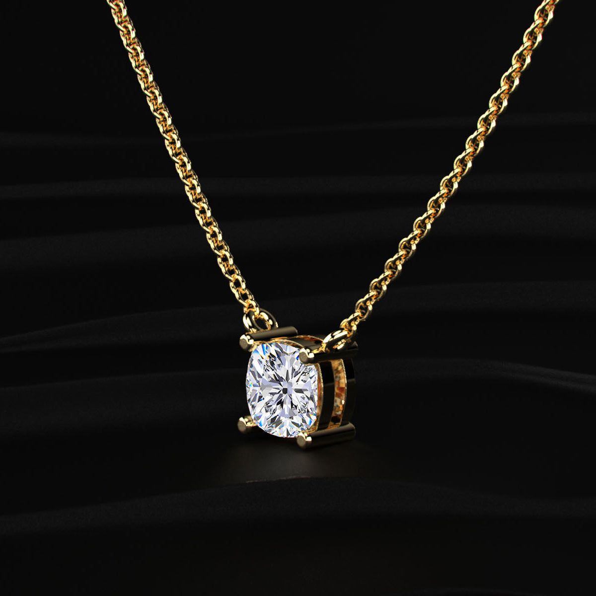 Cushion Cut Diamond Solitaire Necklace